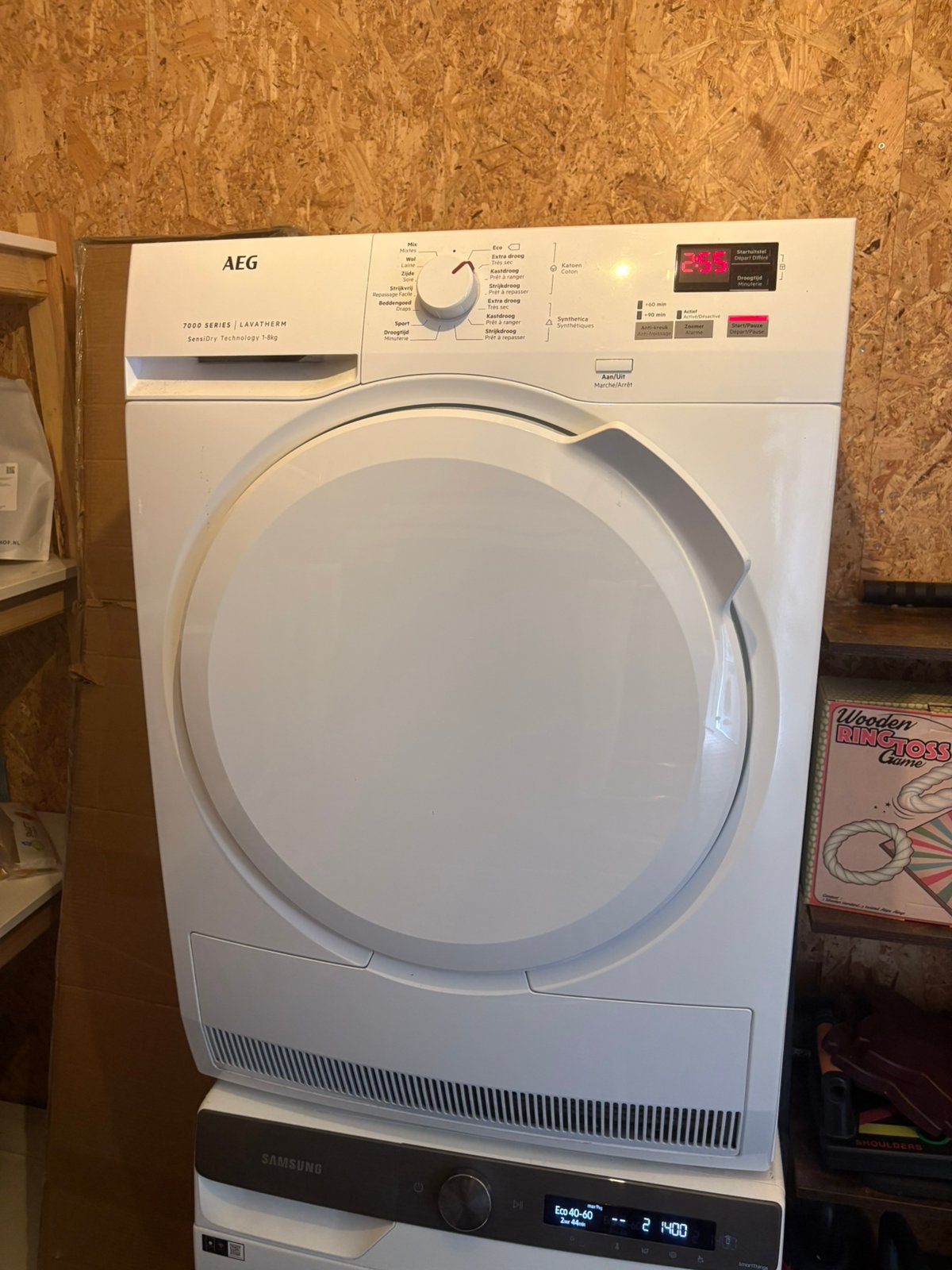 Samsung Wasmachine (9kg) & AEG Warmtepomp Droogkast (8kg), Electroménager, Sèche-linge, Comme neuf, Enlèvement