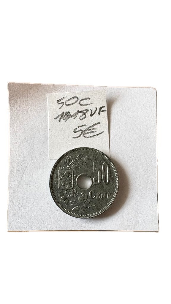 ALBERT I : 50 CENTIMES occupation 1918VF (2), Timbres & Monnaies, Enlèvement ou Envoi