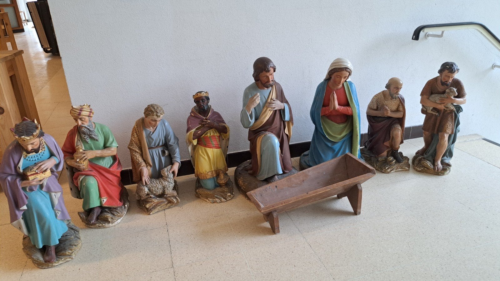 Antieke beelden kerststal groot formaat, Antiek en Kunst, Ophalen