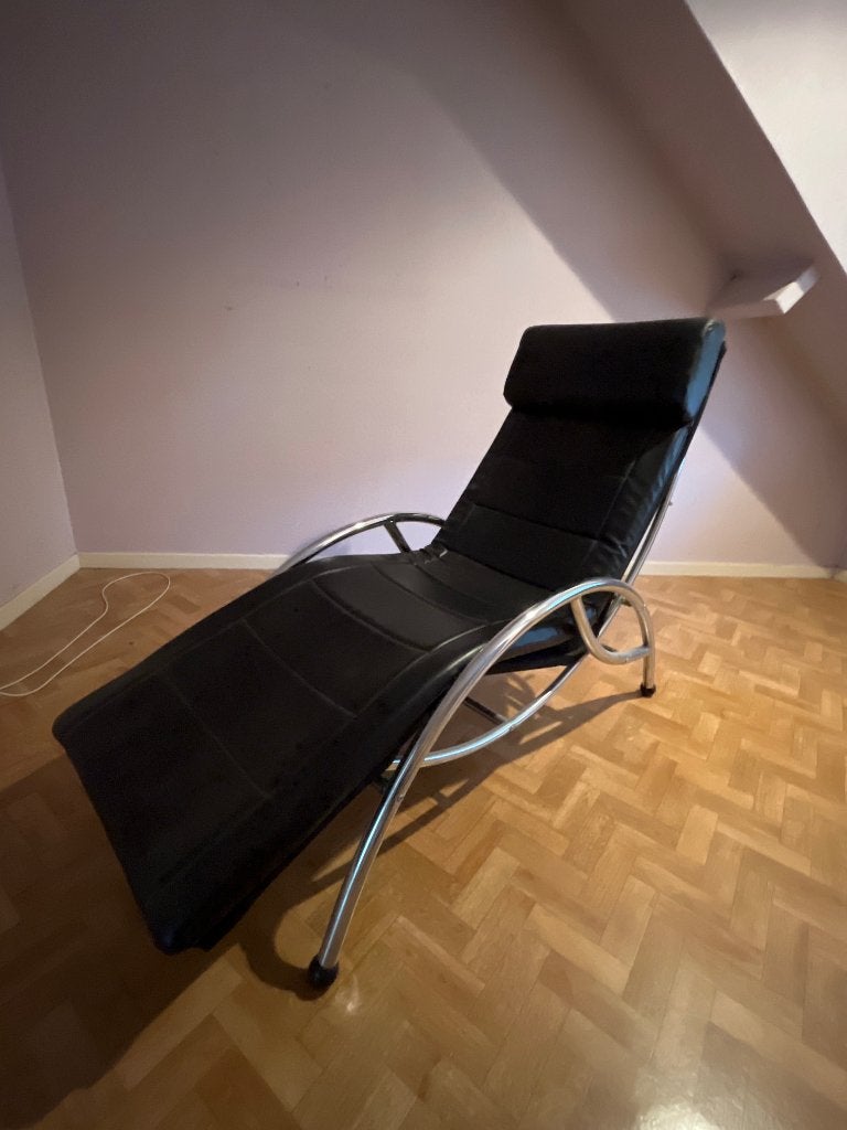 Lederen relax, Ophalen, Gebruikt, Eenpersoons, Zwart leder