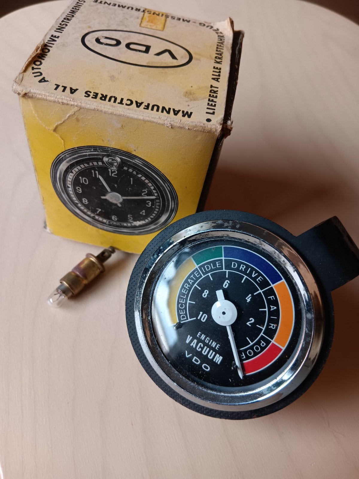Vintage VDO 52mm automotor vacuümmeter, Ophalen of Verzenden, Gebruikt