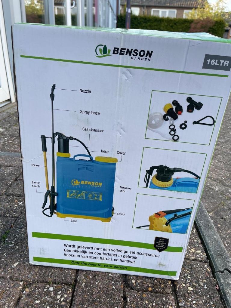 Benson 16 liter Rugsproeier, Jardin & Terrasse, Pesticides, Enlèvement, Neuf, Répression des mauvaises herbes