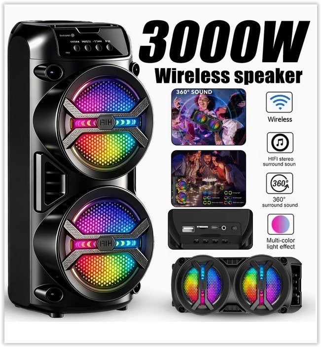 Haut-parleur Bluetooth   Enceinte puissante 3000W,, Neuf, Moins de 60 watts, Enlèvement ou Envoi, Entrée AUX