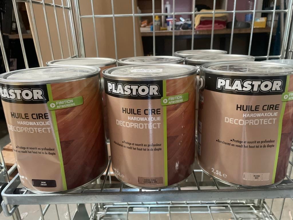 Lot 7 huiles cir PLASTOR Decoprotec Hardwaxolie –2,5 L– Neuf, Bricolage & Construction, Peinture, Vernis & Laque, Comme neuf, Blanc