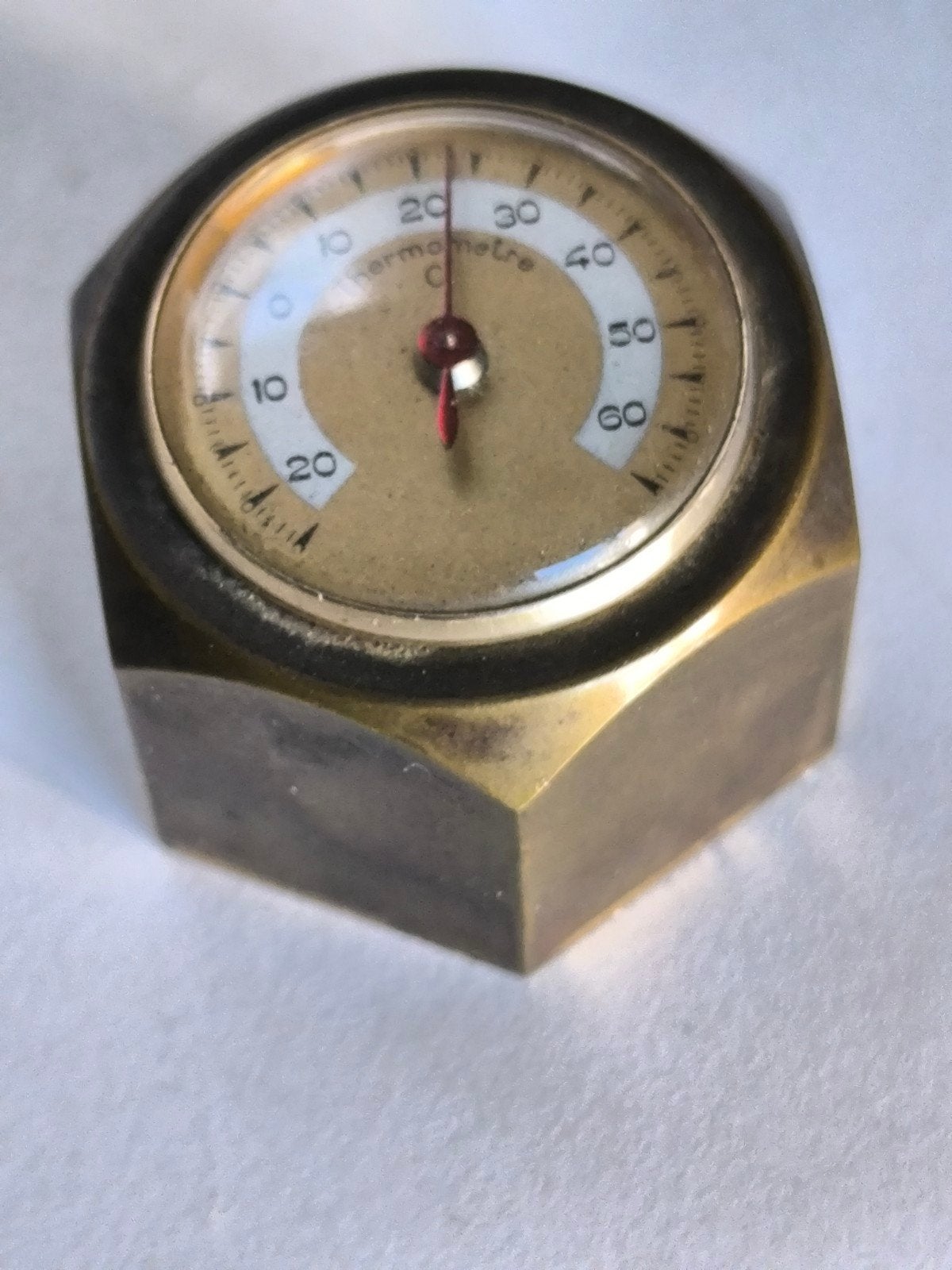 Zware messing thermometer, France, Ophalen of Verzenden