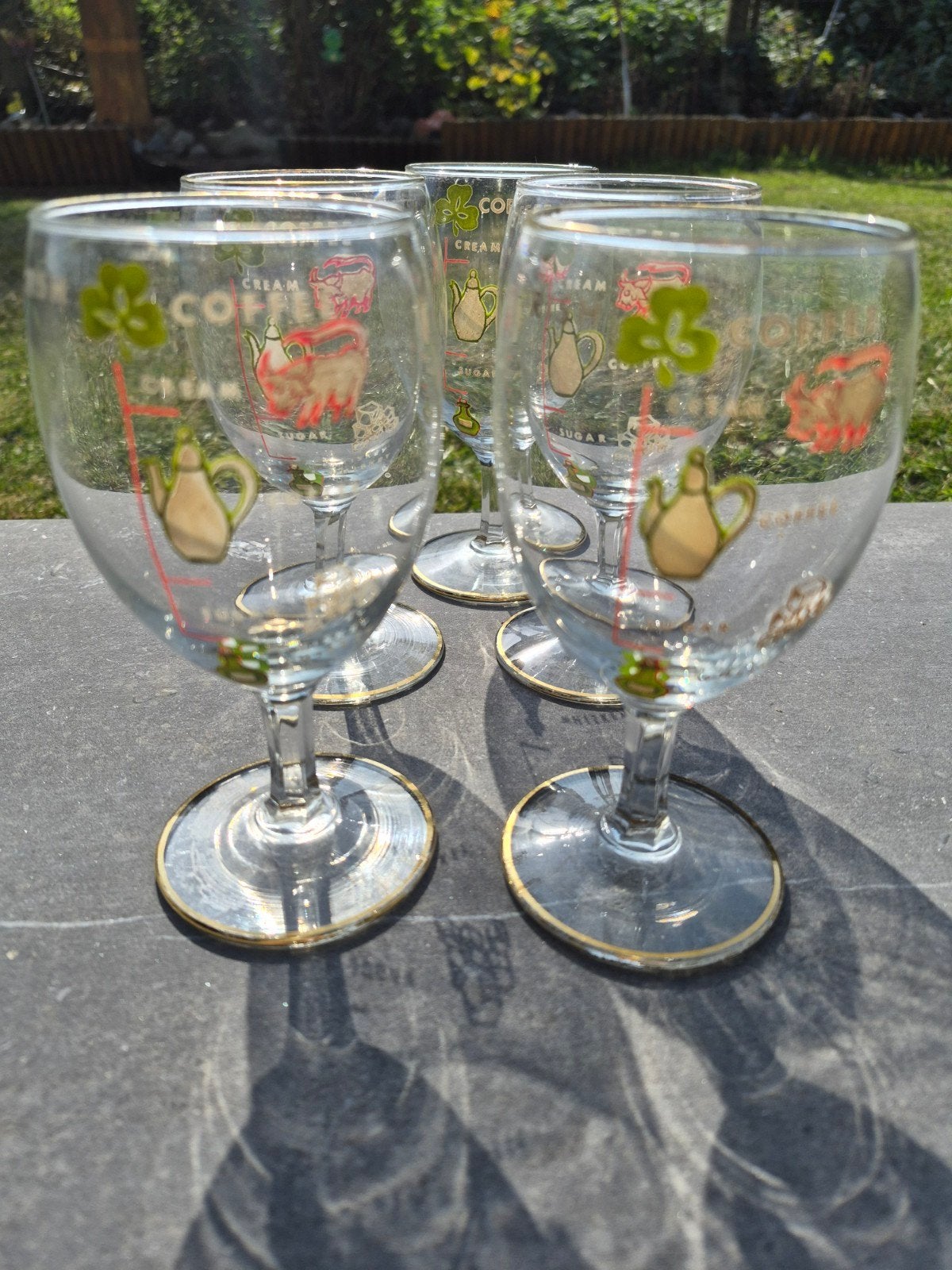 5 vintage Ierse koffieglazen, Ophalen