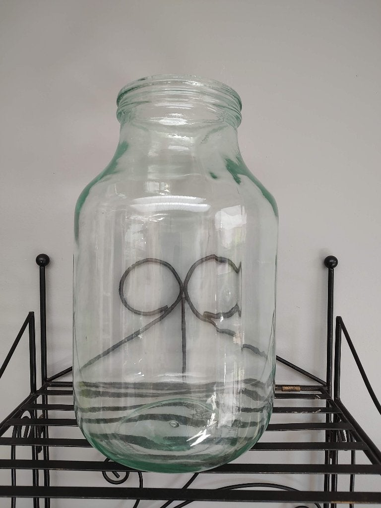 vaas in groen glas, Huis en Inrichting, Ophalen, Gebruikt, Glas, 40 cm