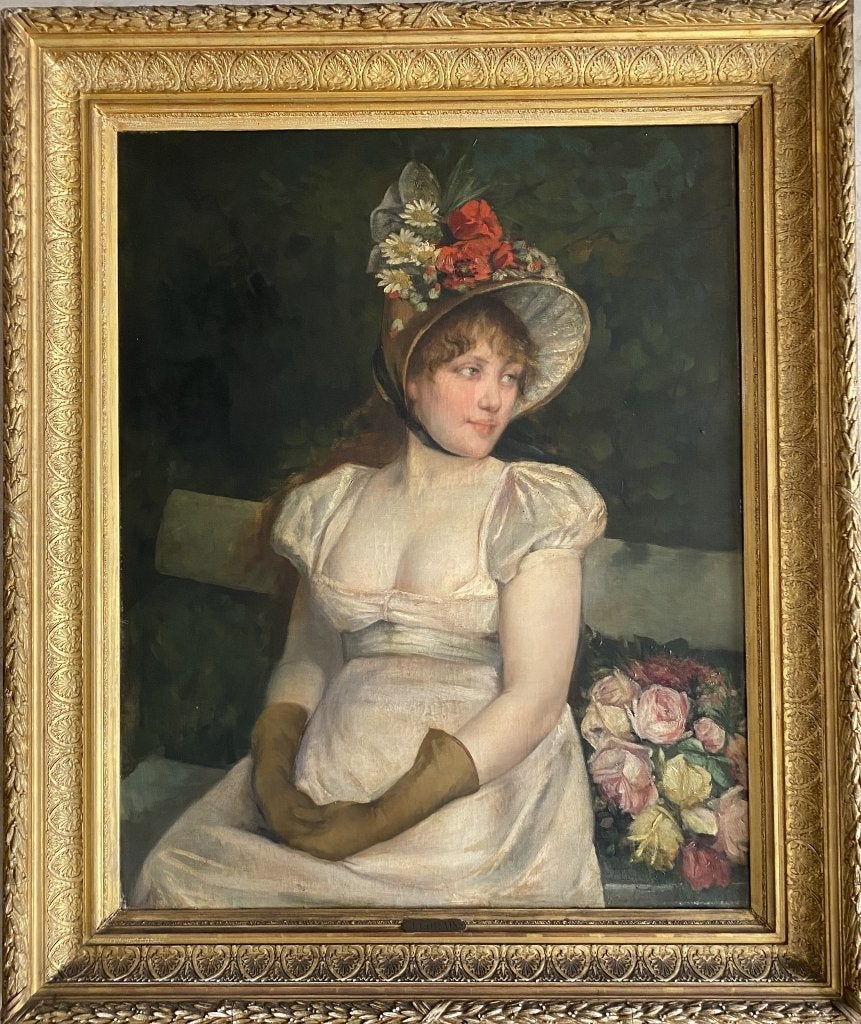 Antiek Schilderij op doek, gesigneerd J Lorain, Antiek en Kunst, Ophalen, Gesigneerd, Doek