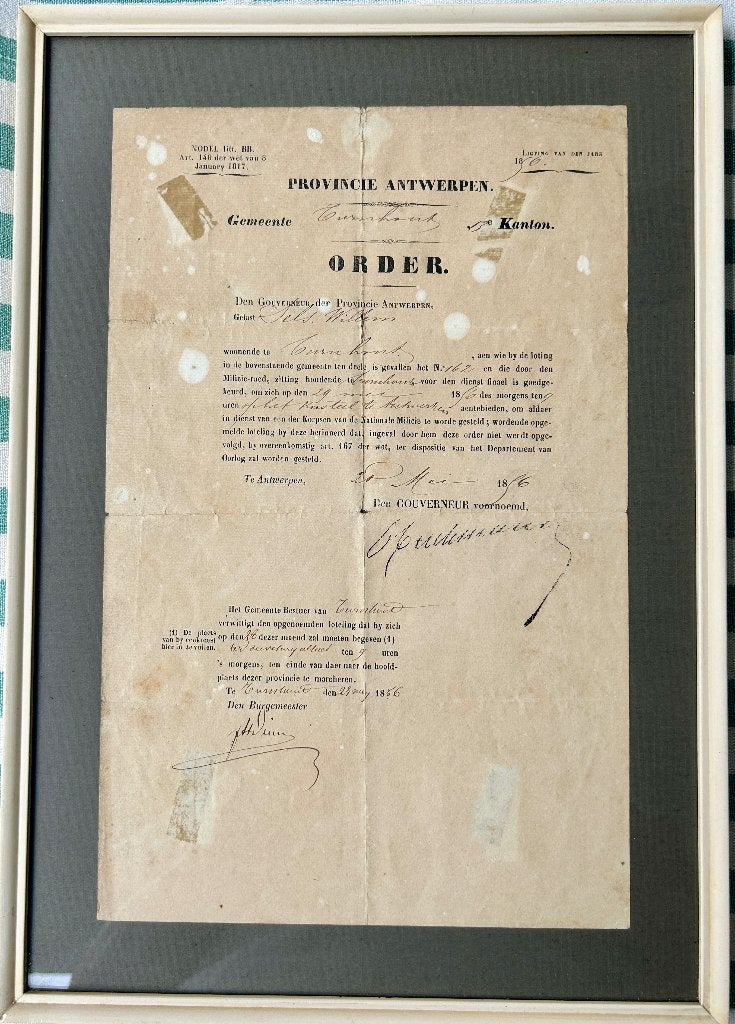 Militieloting, Antiek en Kunst, Kunst | Etsen en Gravures, Ophalen, Overige technieken, Militair, Origineel