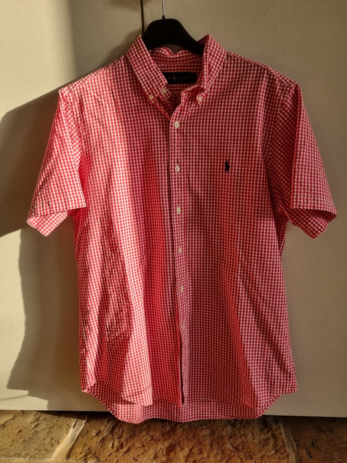 Chemise à carreaux blanche et rose Ralph Lauren taille L, Enlèvement ou Envoi, Comme neuf, Rose, Ralph Lauren