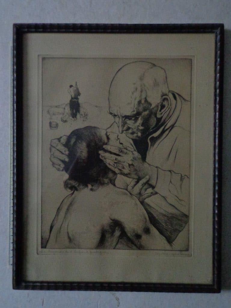 ets van Maurice Langaskens "De legende van de verloren zoon", Antiquités & Art, Enlèvement ou Envoi, Eau-forte, Signé, 1900 - 1949