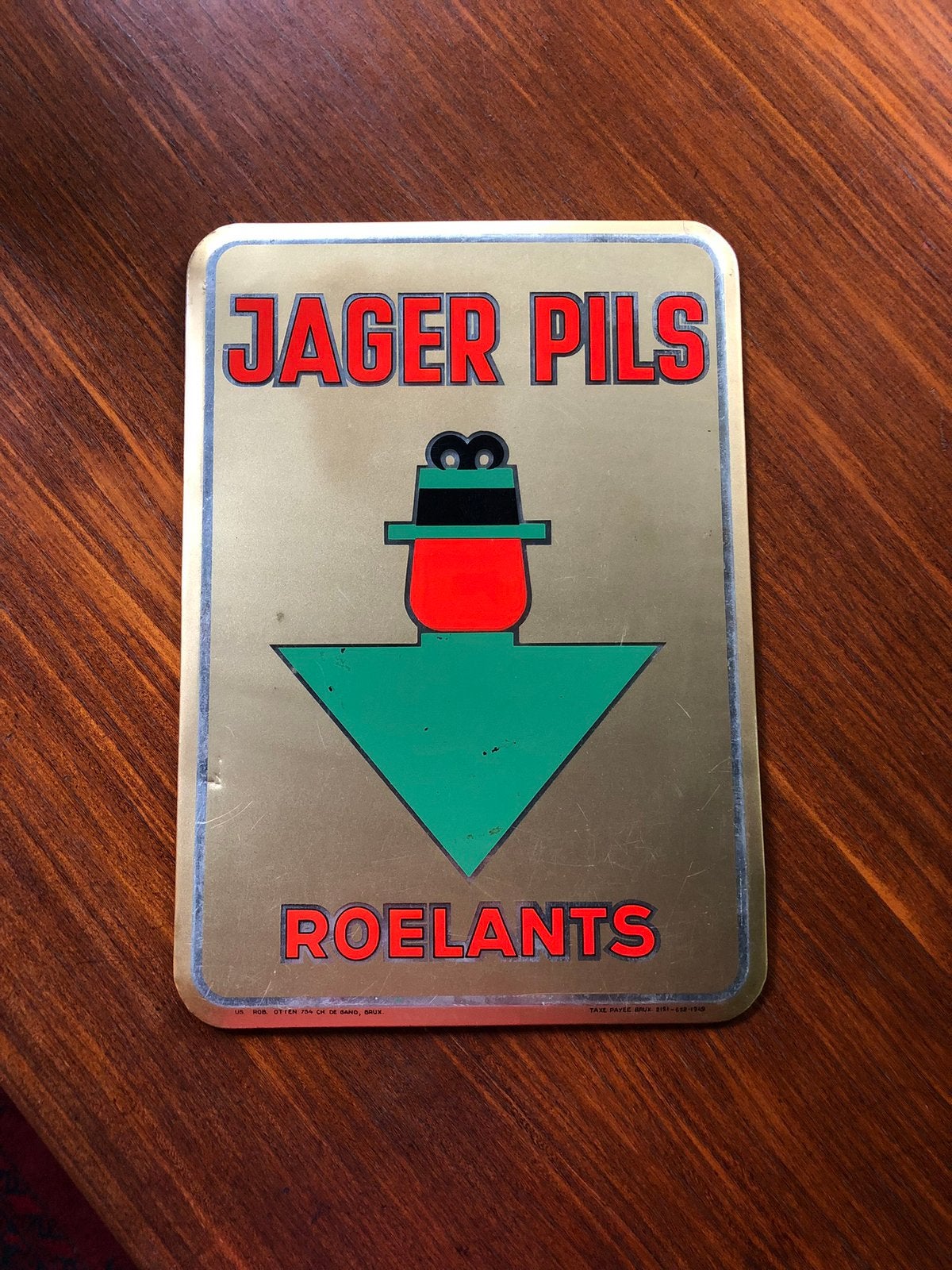 Panneau publicitaire Jager Pils - beer Roelants, Collections, Marques & Objets publicitaires, Enlèvement ou Envoi, Utilisé, Panneau publicitaire