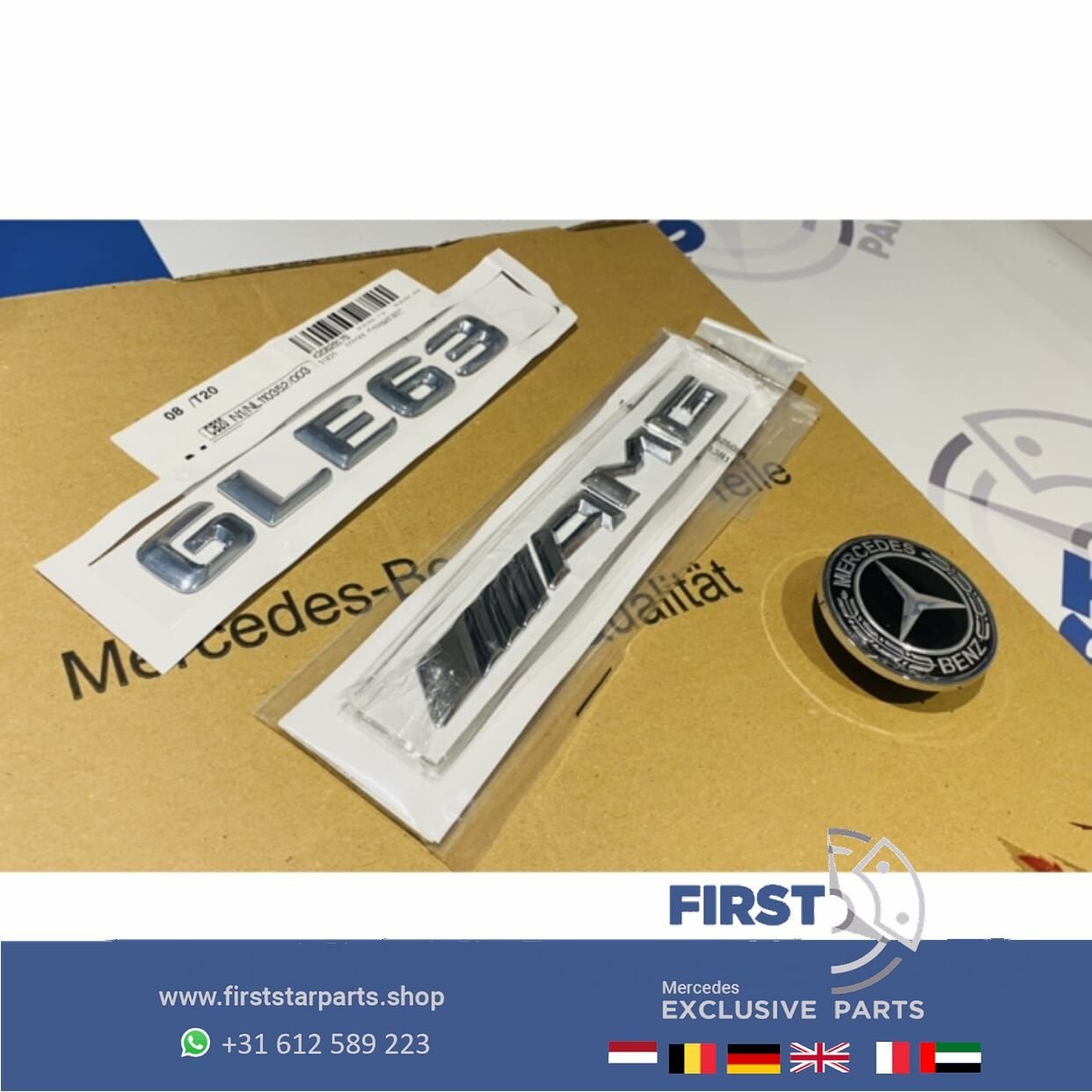 W166 W167 C292 C293 GLE 63 AMG LOGO SET CHROOM EMBLEMEN SET, Utilisé, -, -, Enlèvement ou Envoi