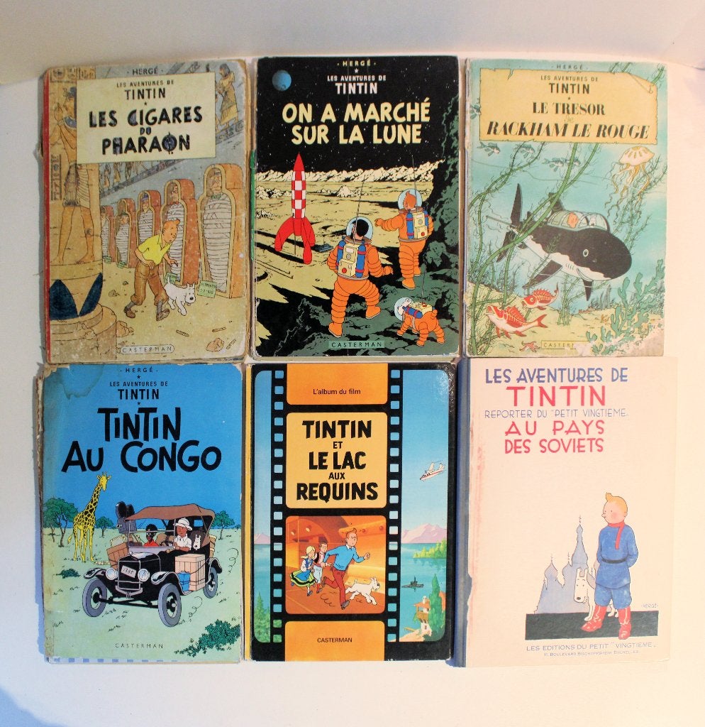 Tintin 6 Franstalige albums (hardcover), Boeken, Gelezen, Ophalen of Verzenden, Meerdere stripboeken, Hergé