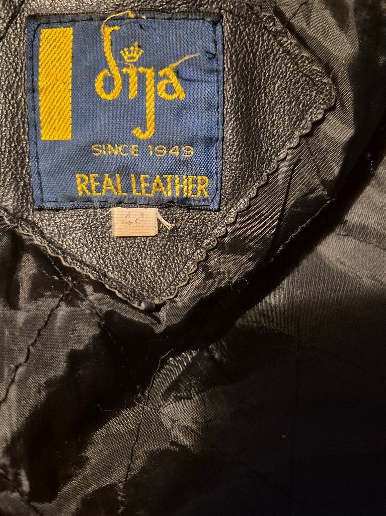 vintage dija leren jas, Dija, Zwart, Maat 42/44 (L), Ophalen of Verzenden