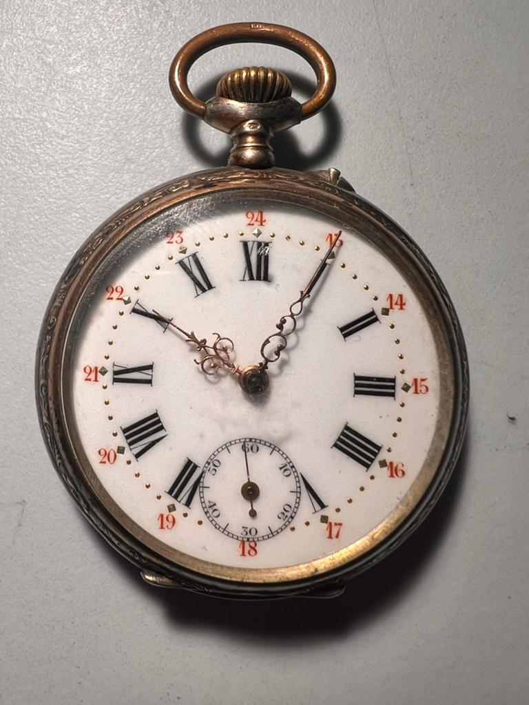 Montre gousset argent 0.800 cadran 24h fonctionnelle, Enlèvement ou Envoi
