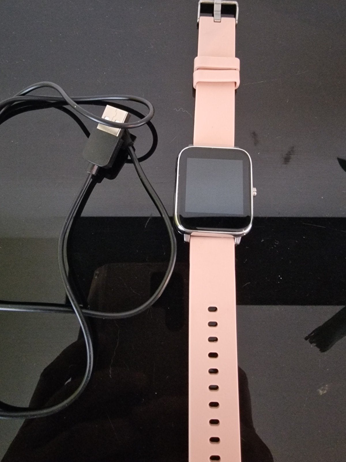 Smartwatch roze in zgst met oplaadkabel, Enlèvement ou Envoi, Rose