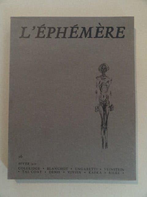 L'éphémère 16 Hiver 1970 kunsttijdschrift, Tal Coat, Boeken, Kunst en Cultuur | Beeldend, Gelezen, Schilder- en Tekenkunst, Verzenden