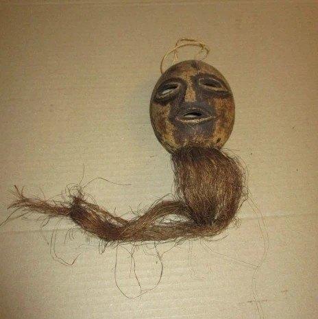 Masque Africain Lega Congo 36,5 cm, 40 cm avec barbe, Envoi