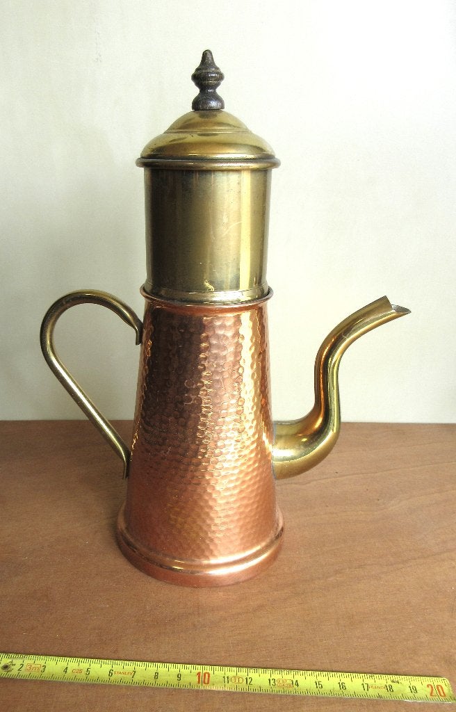 2000  - koperen en messing koffiepot, Antiek en Kunst, Ophalen of Verzenden, Koper