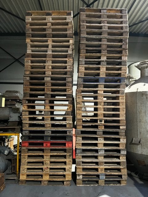 60 paletten te koop, Doe-het-zelf en Bouw, Hout en Planken, Ophalen, Gebruikt