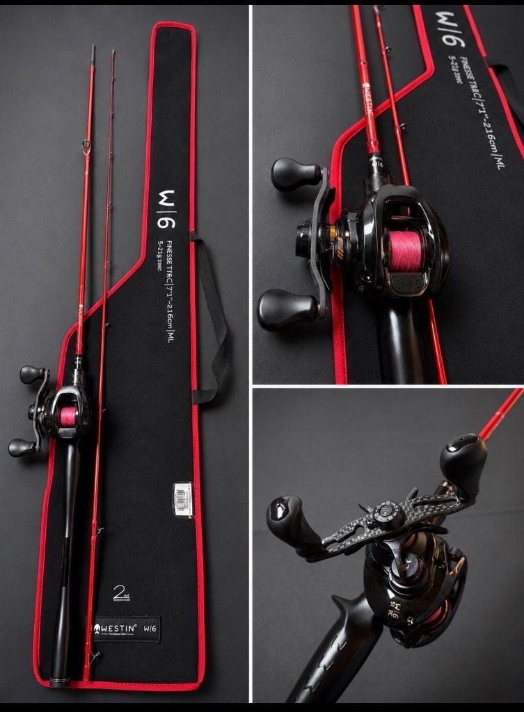 Westin W6 baitcaster set, Watersport en Boten, Hengelsport | Roofvissen, Ophalen, Zo goed als nieuw, Complete set