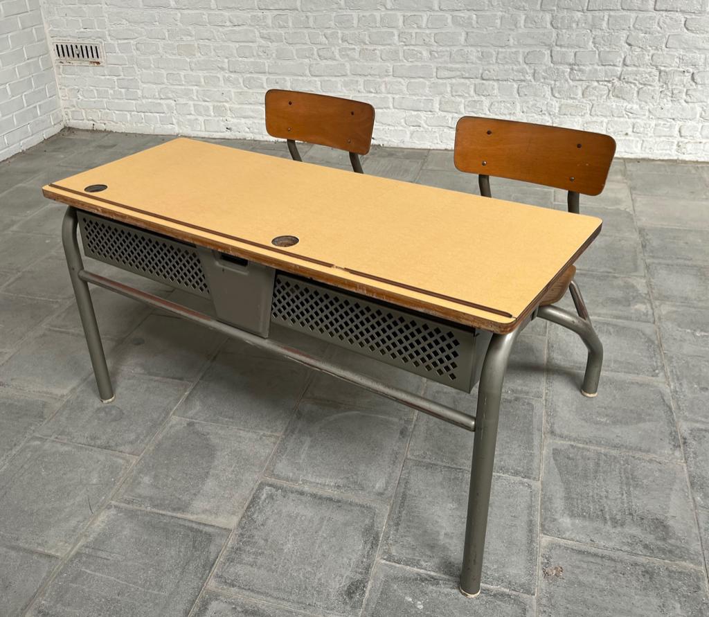 Schoolbankje vintage., Ophalen, Gebruikt, Tafel(s) en Stoel(en)