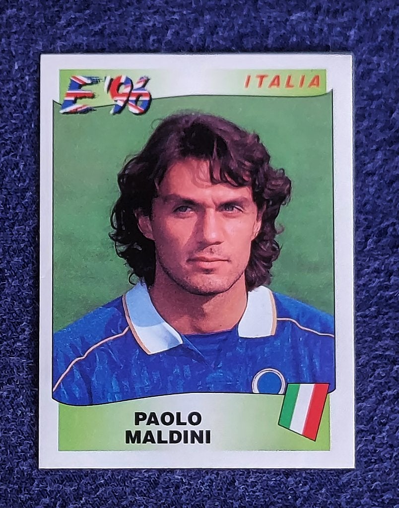 Panini sticker card voetbal ' EK Euro 1996 - Paolo Maldini ', Ophalen of Verzenden, Nieuw, Sticker