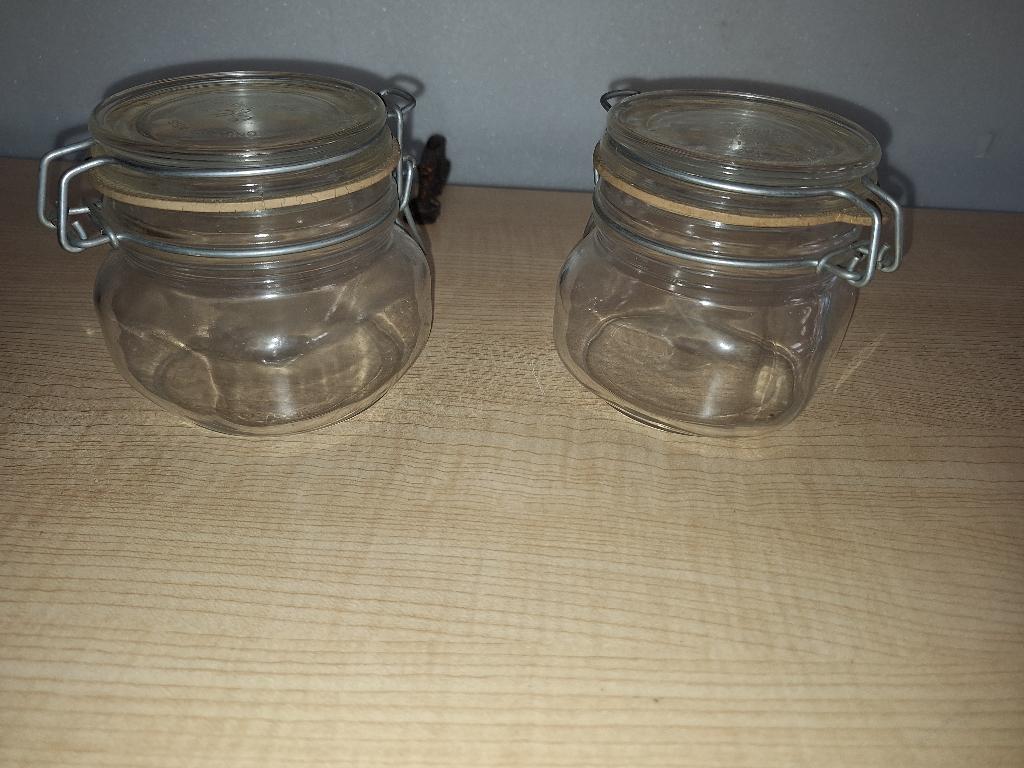 2 voorraadpotten, Ophalen of Verzenden, Zo goed als nieuw, Glas, Pot, Bus of Blik