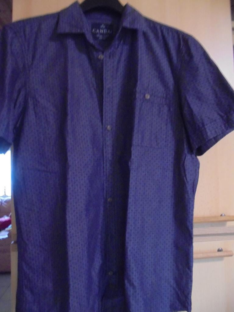 Heren hemd medium, Kleding | Heren, Ophalen of Verzenden, Zo goed als nieuw, Blauw