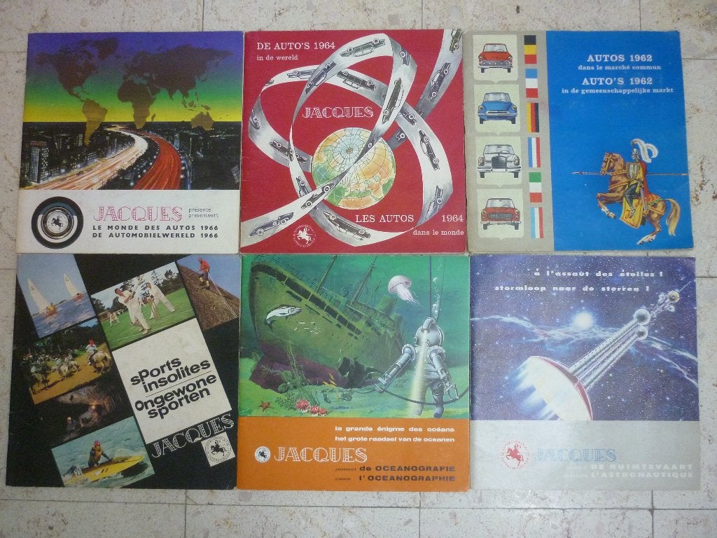 6 Retro Verzamelalbums met Plaatjes van Jacques Chocolade, Verzamelen, 1960 tot 1980, Gebruikt, Ophalen of Verzenden, Prent