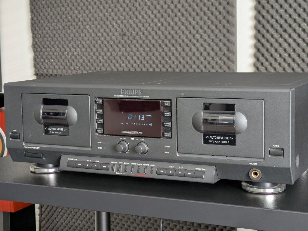 Philips FC931, dubbel auto-reverse cassettedeck, geserviced, Audio, Tv en Foto, Ophalen of Verzenden, Dubbel, Philips, Auto-reverse
