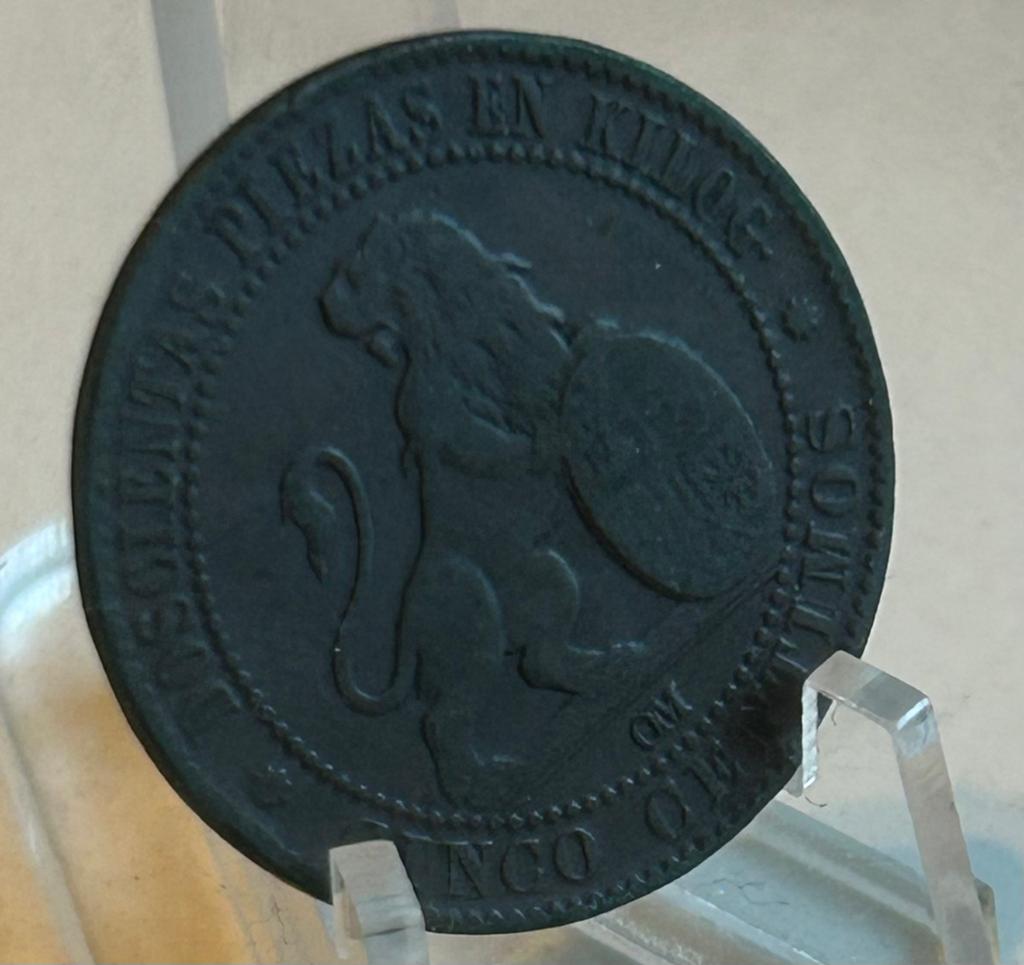 Spanje 5 cent 1870, Postzegels en Munten, Munten | Europa | Niet-Euromunten, Ophalen of Verzenden