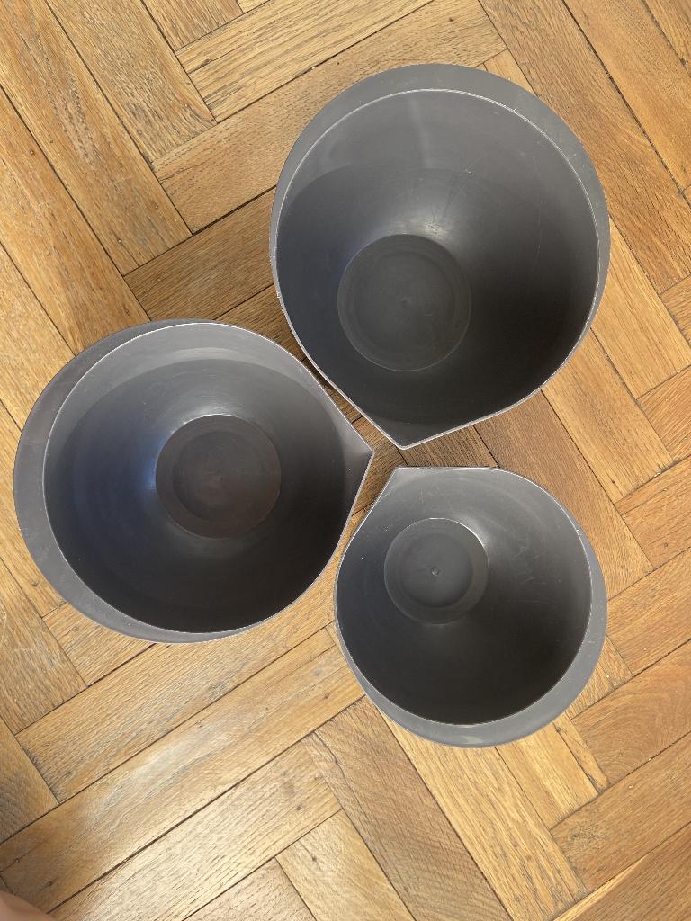 3 delig ronde grijze plastic mengkommen, Kunststof, Ophalen of Verzenden, Grijs, Overige merken