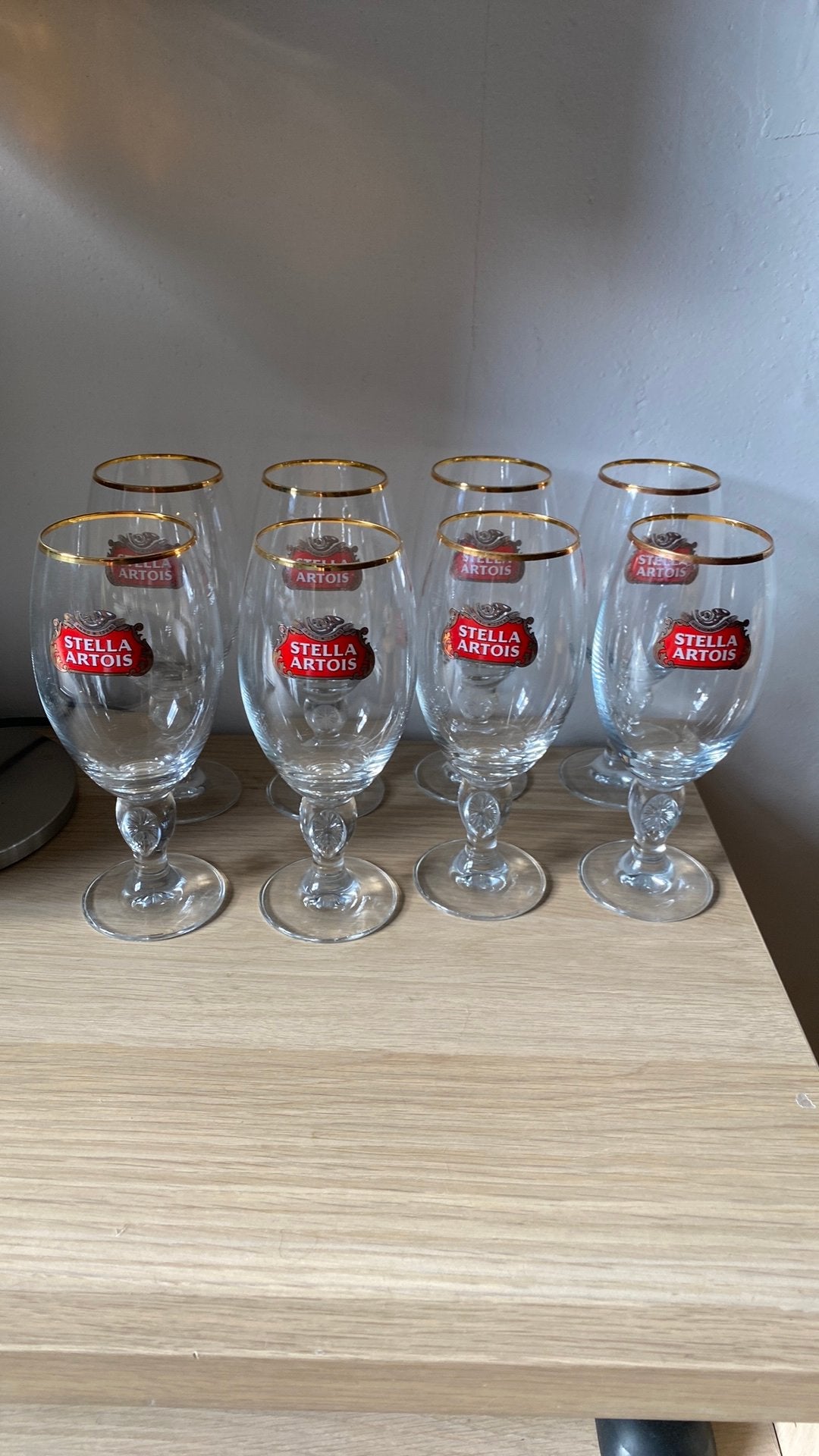 8 glazen Stella Artois 33 cl, Ophalen, Zo goed als nieuw, Glas of Glazen, Stella Artois