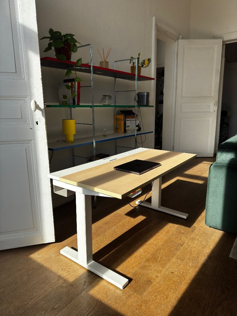 MITTZON Zit-stabureau, 120 cm, Goulotte de câbles, Bureau assis-debout, Comme neuf