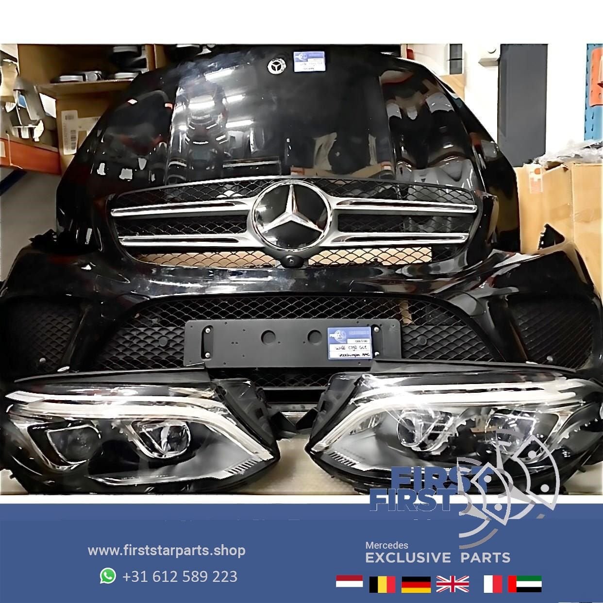 W166 GLE AMG VOORKOP ZWART COMPLEET FRONT ORIGINEEL Mercedes, Auto-onderdelen, Gebruikt, -, Voor, Ophalen of Verzenden
