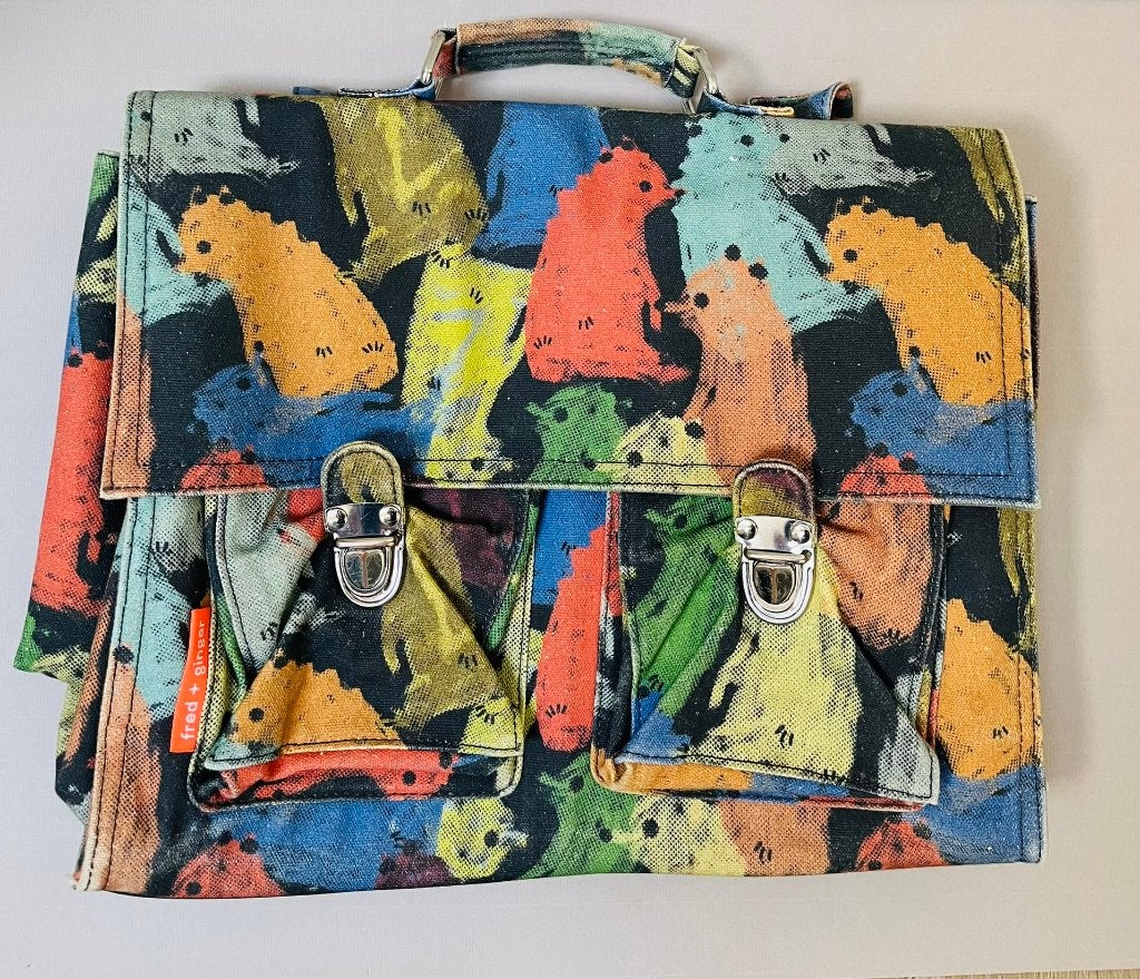 Sac d'écolière/sac à dos Fred + Ginger imprimé coloré, Enlèvement ou Envoi, 30 à 40 cm, Autres couleurs, 30 à 40 cm