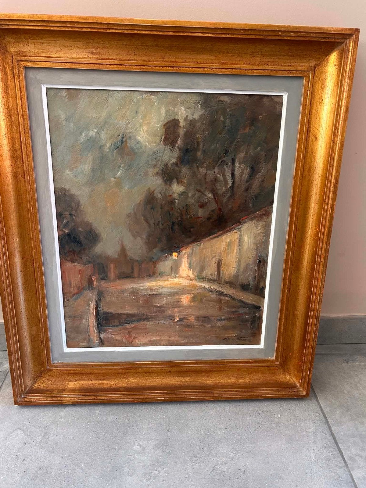 tableau Le réverbère rue fauquet, Antiquités & Art, Peinture acrylique, Paysage, Signé, Enlèvement