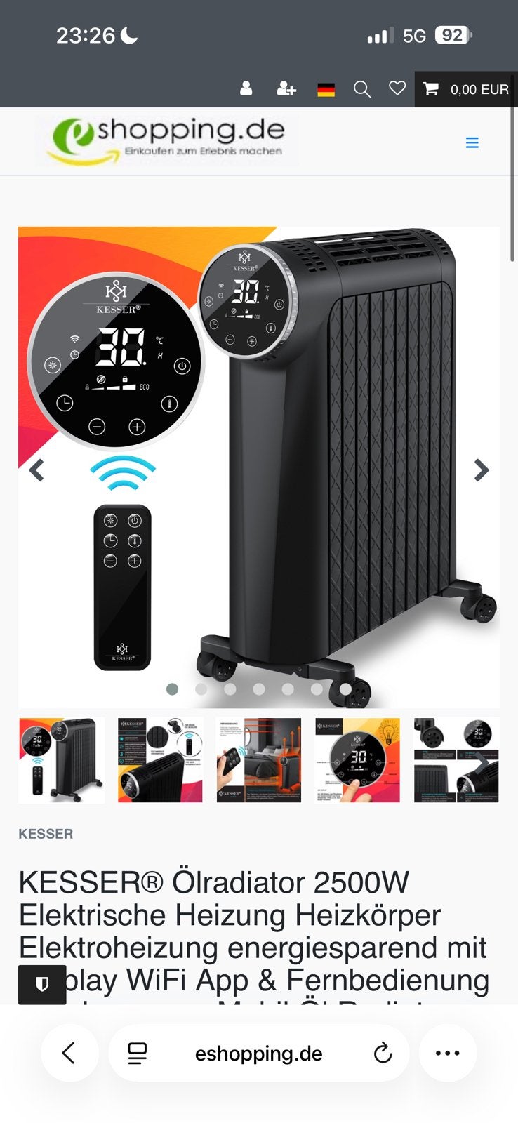 Kesser ölradiator 2500 W, Ophalen, Nieuw, 800 watt of meer, Radiator