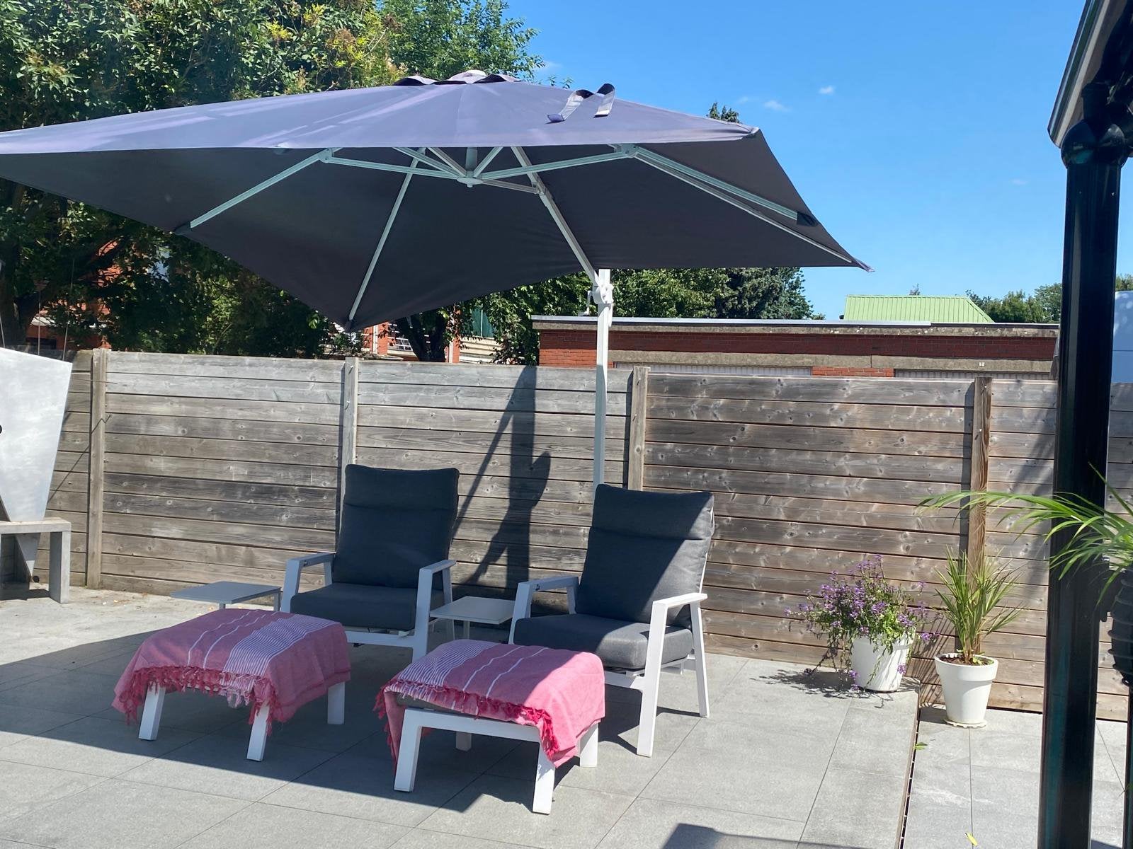 Set relaxen (verstelbare rugsteun) met poef, Tuin en Terras, Ophalen, Zo goed als nieuw