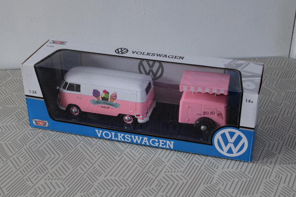 Miniatuur 1:24 nieuwe motormax vw volskwagen bus ice cream, Hobby en Vrije tijd, Ophalen of Verzenden, Nieuw, Welly