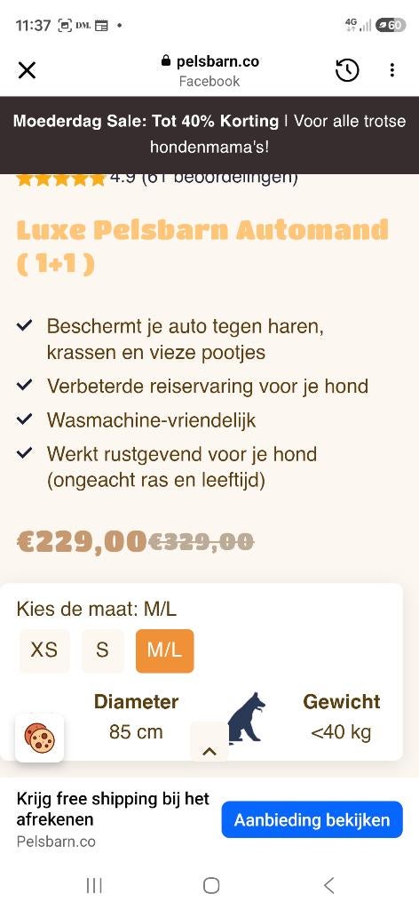 Autobed hond, Dieren en Toebehoren, Ophalen, Nieuw
