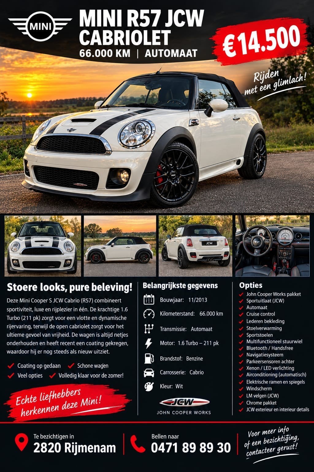 Mini John Cooper Works Cabriolet R57 0471 89 89 30, Achat, Cabriolet, Noir, Automatique