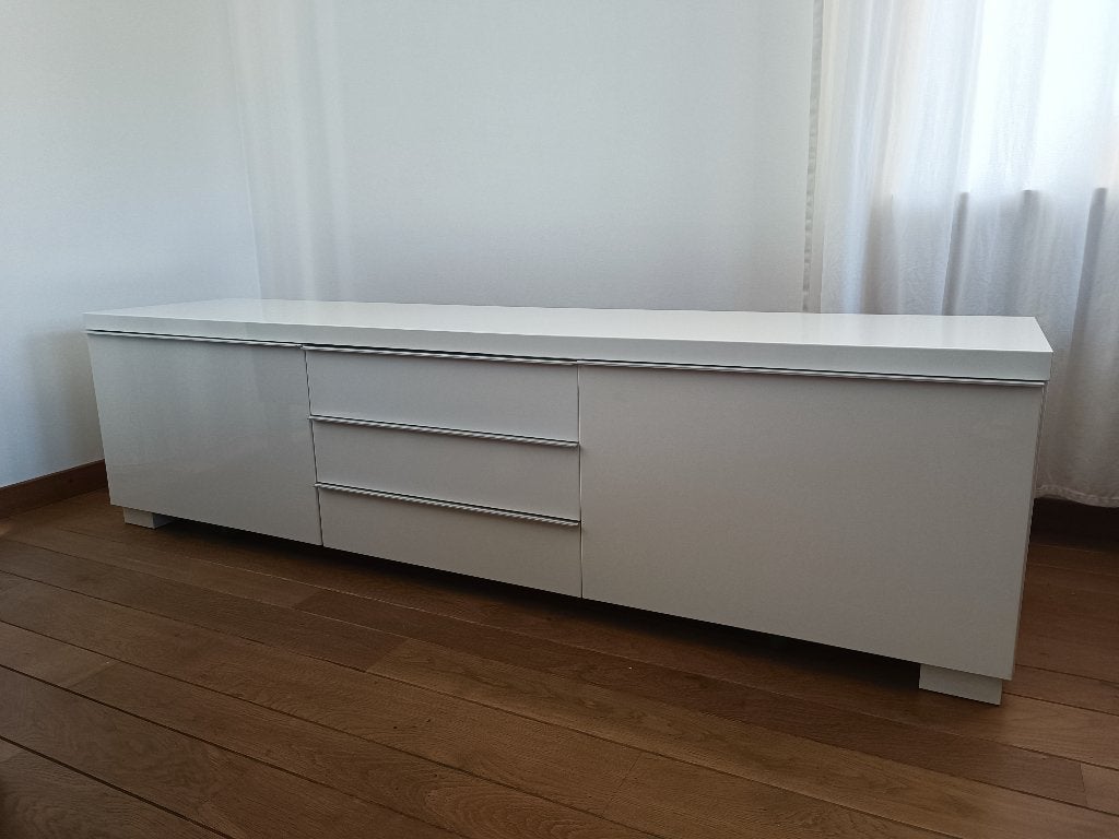 Witte BESTA IKEA tv-meubel, Ophalen, 150 tot 200 cm, Zo goed als nieuw, Tijdloos