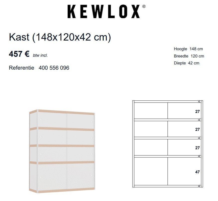 Vintage Witte “Kewlox” kast, Ophalen