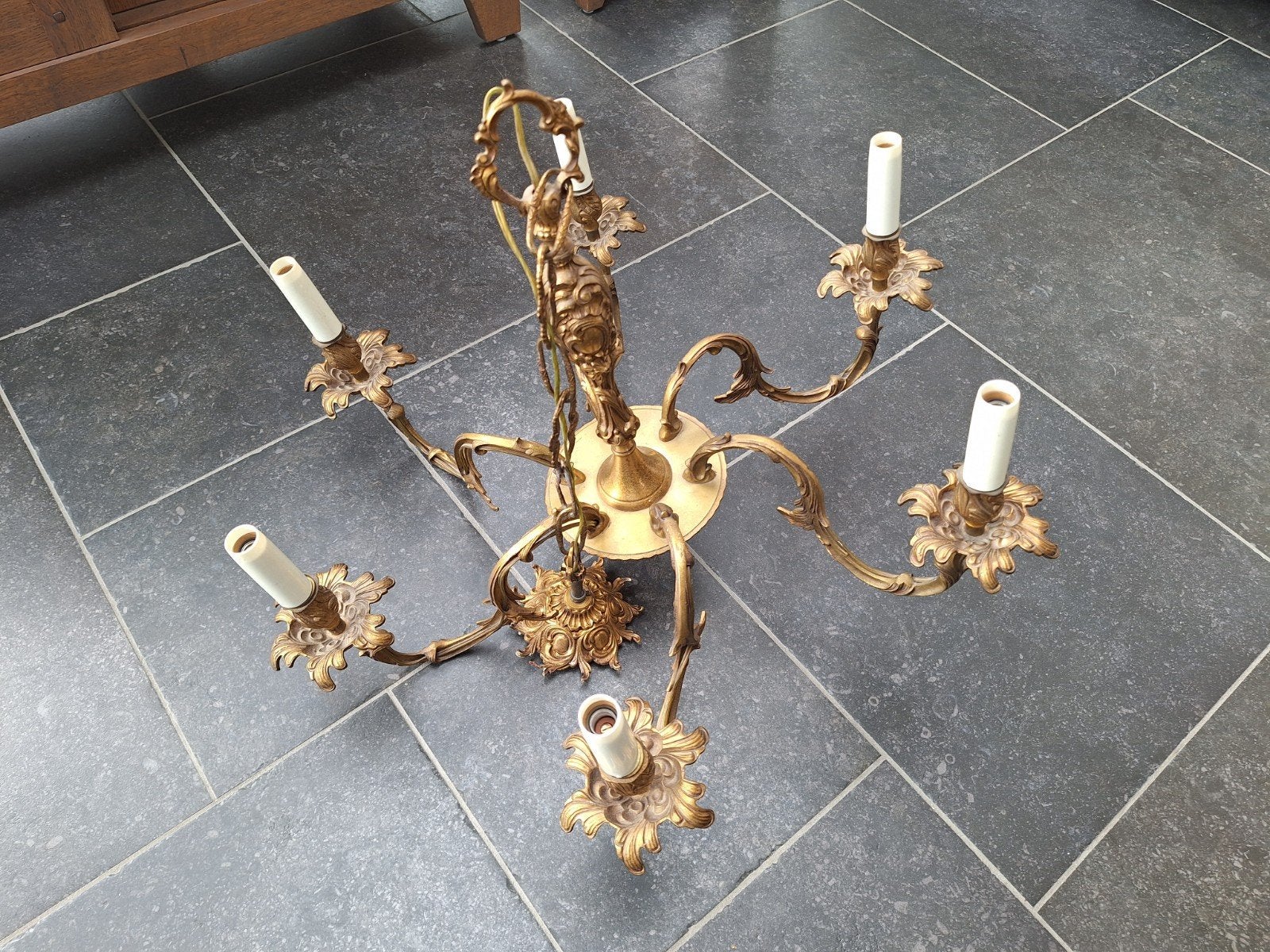 Antieke bronzen kroonluchter, Ophalen, Klassiek, E14 (klein), Zo goed als nieuw