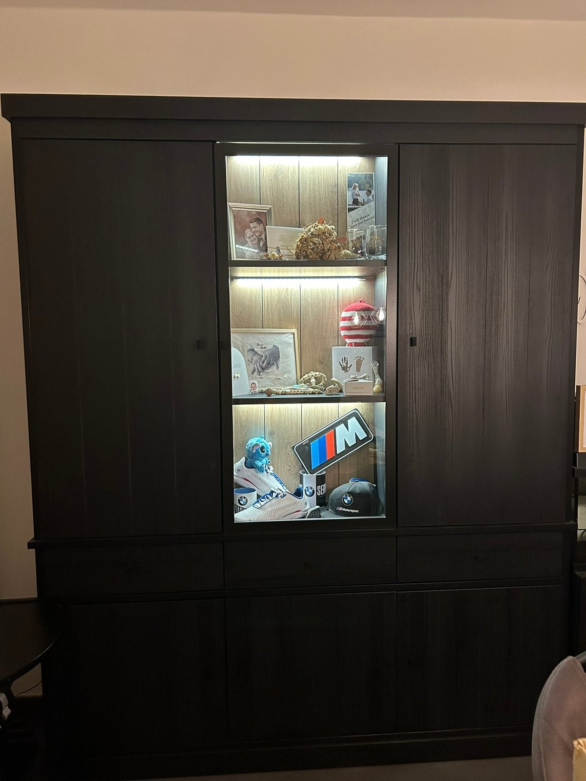 Vitrinekast nieuw, Huis en Inrichting, Ophalen, 200 cm of meer, 150 tot 200 cm, Zo goed als nieuw
