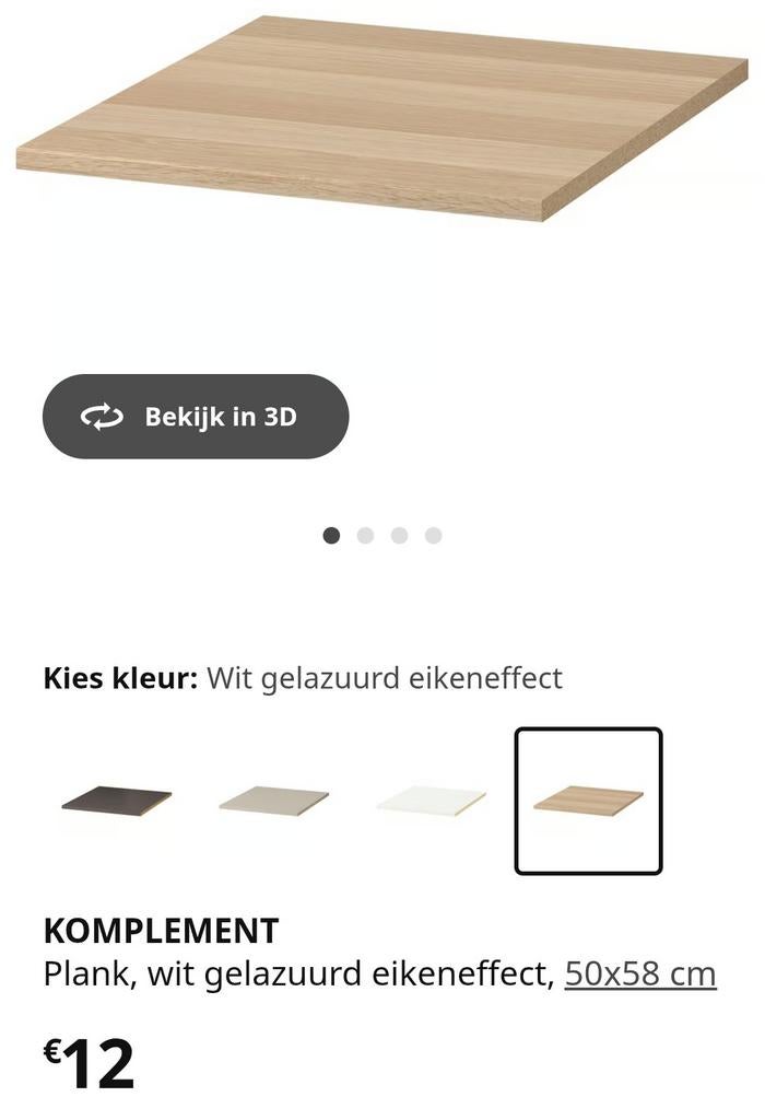 Pax kast plank 50/58, Ophalen, Glas