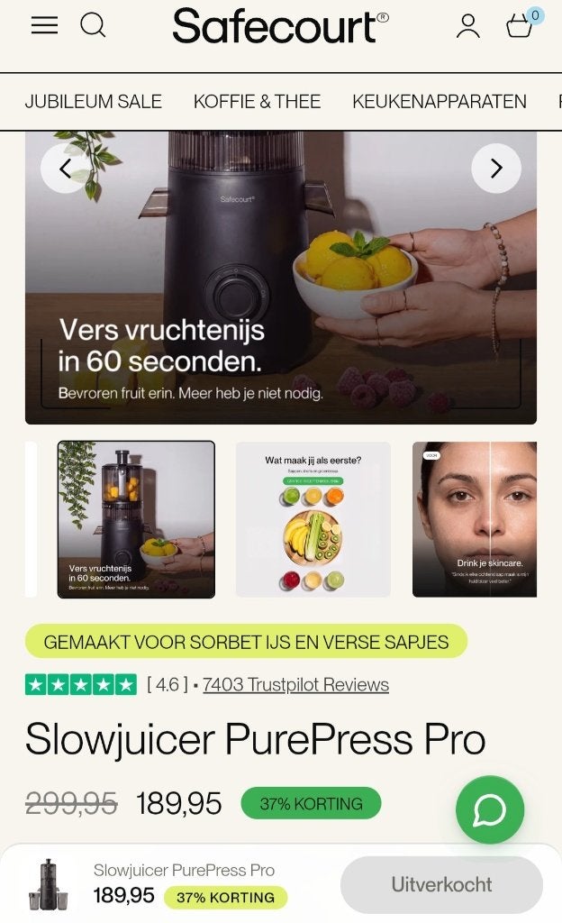 Savecourt kitchen slowjuicer pure press pro. Nieuw in doos., Ophalen of Verzenden, Nieuw, Elektrisch, Slowjuicer
